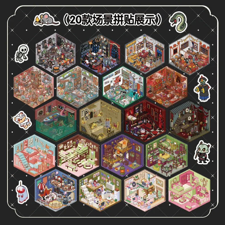 *OUT OF STOCK!* Black Spooky Sticker Booklet (20 in 1)