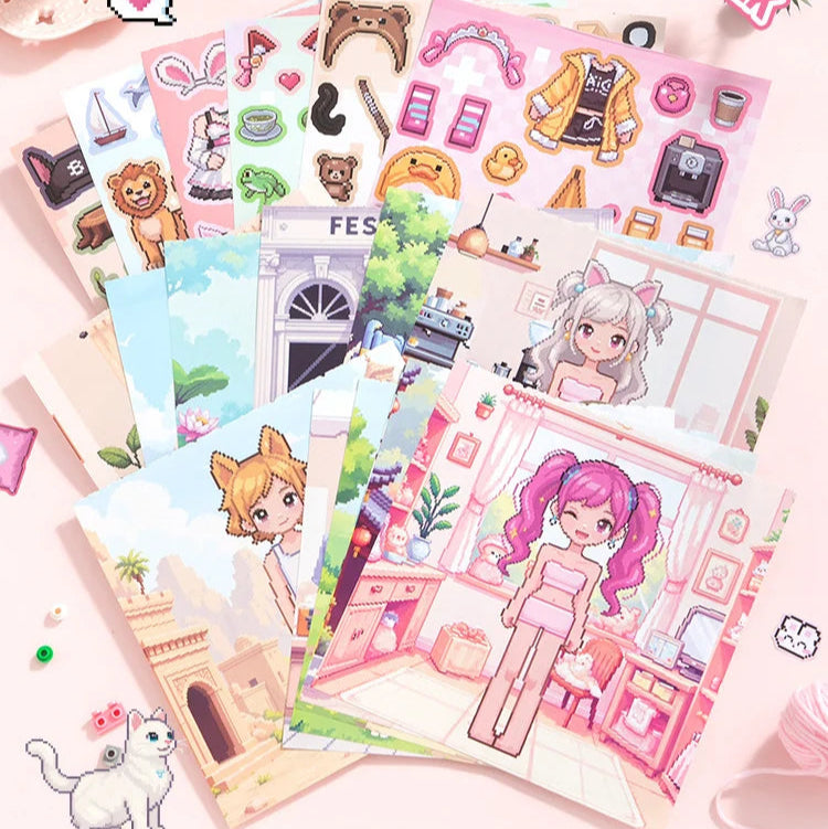 Pixel Dress Up Sticker Mini Booklet (12 in 1)