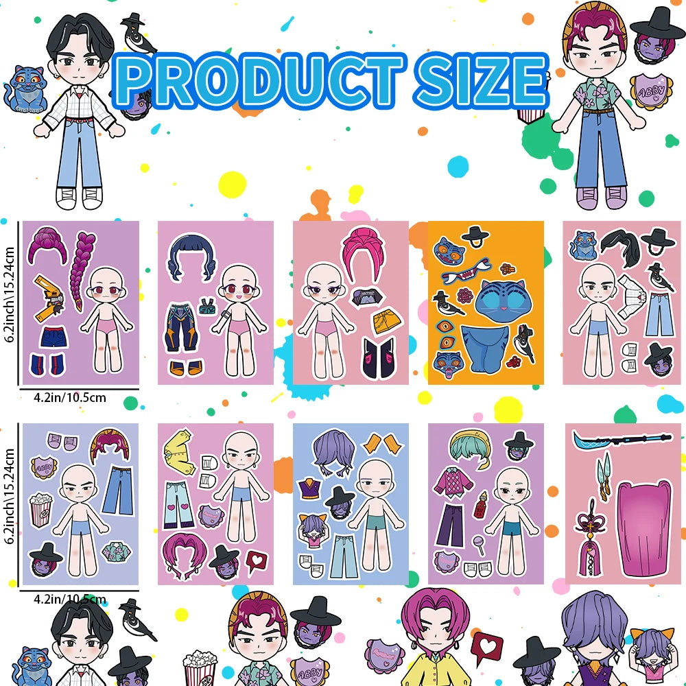 Kpop Demon Huntress Sticker Dress Up Set (10 pcs)