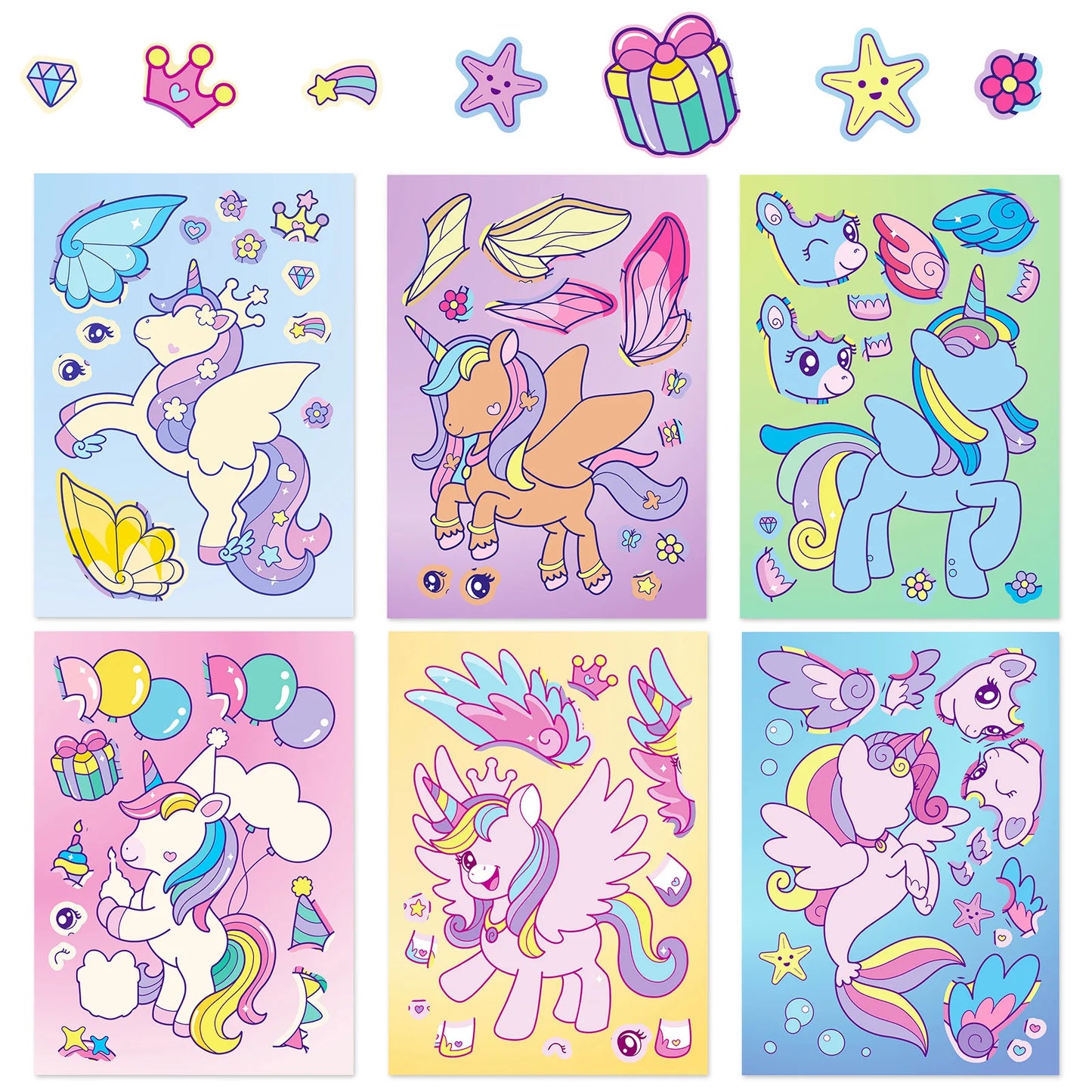 Unicorn Sticker Dress Up Set (6 pcs)