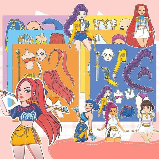 Kpop Demon Huntress Girls Sticker Dress Up Set (6 pcs)