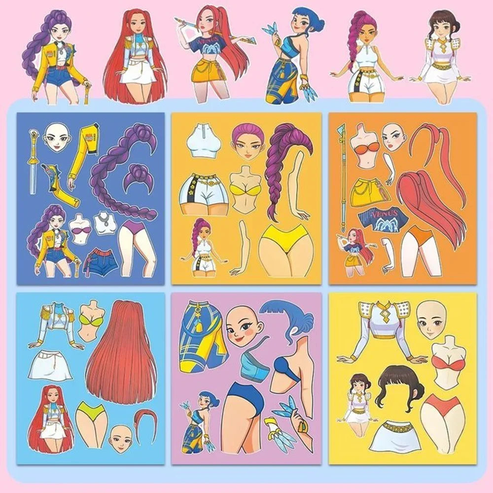 Kpop Demon Huntress Girls Sticker Dress Up Set (6 pcs)