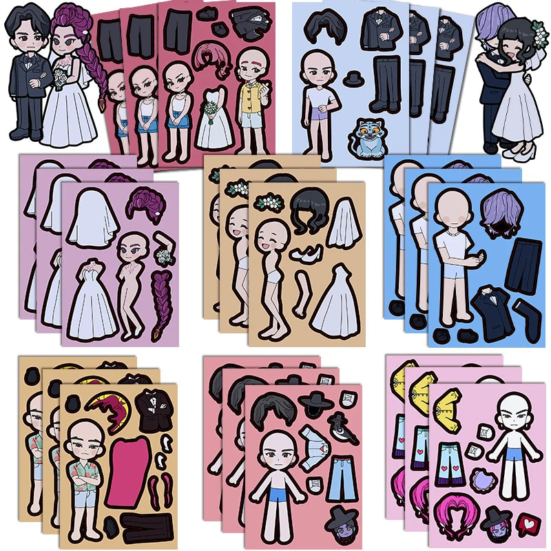 Kpop Demon Huntress Wedding Sticker Dress Up Set (8 pcs)