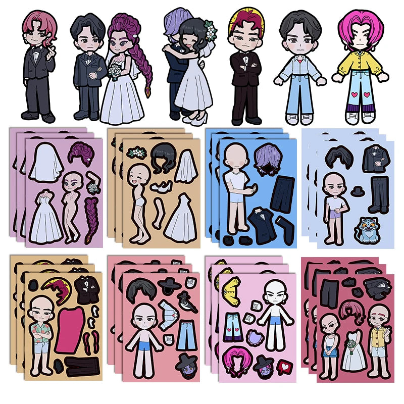 Kpop Demon Huntress Wedding Sticker Dress Up Set (8 pcs)
