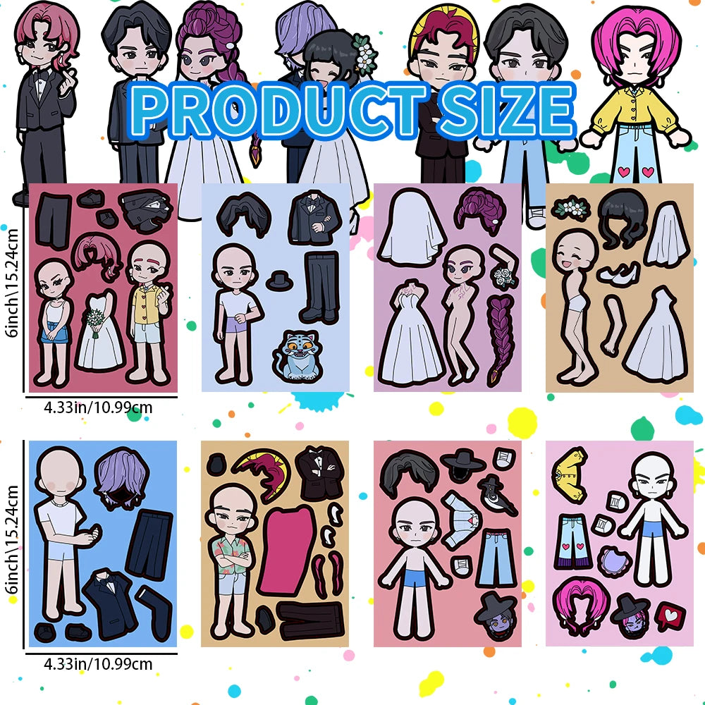 Kpop Demon Huntress Wedding Sticker Dress Up Set (8 pcs)
